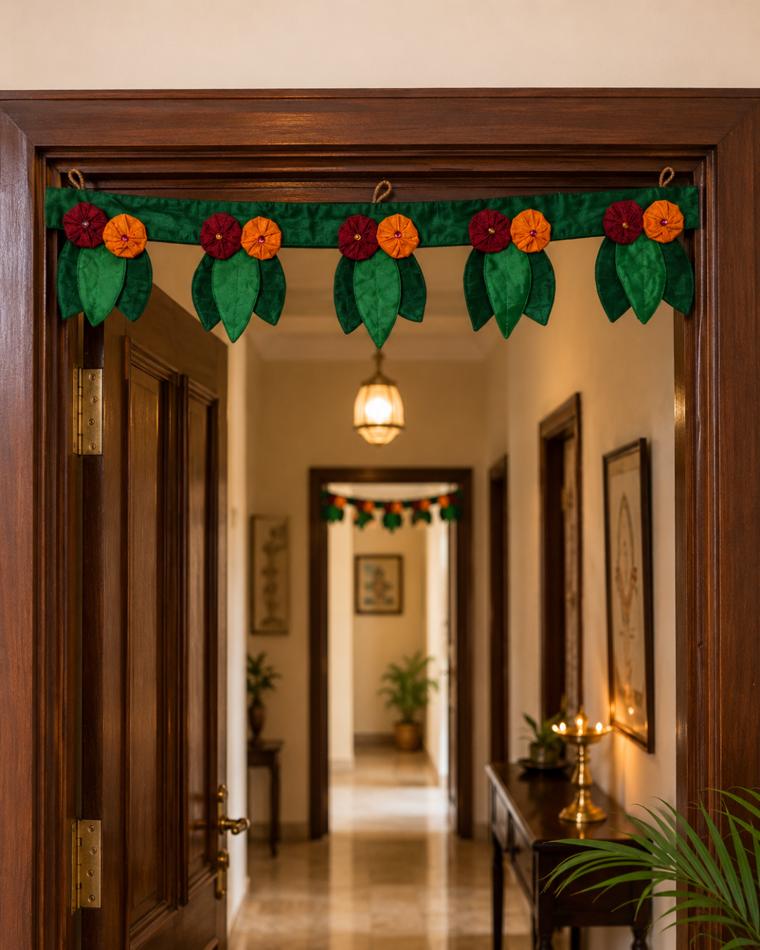 3 Pan Toran With Woolen Flowers