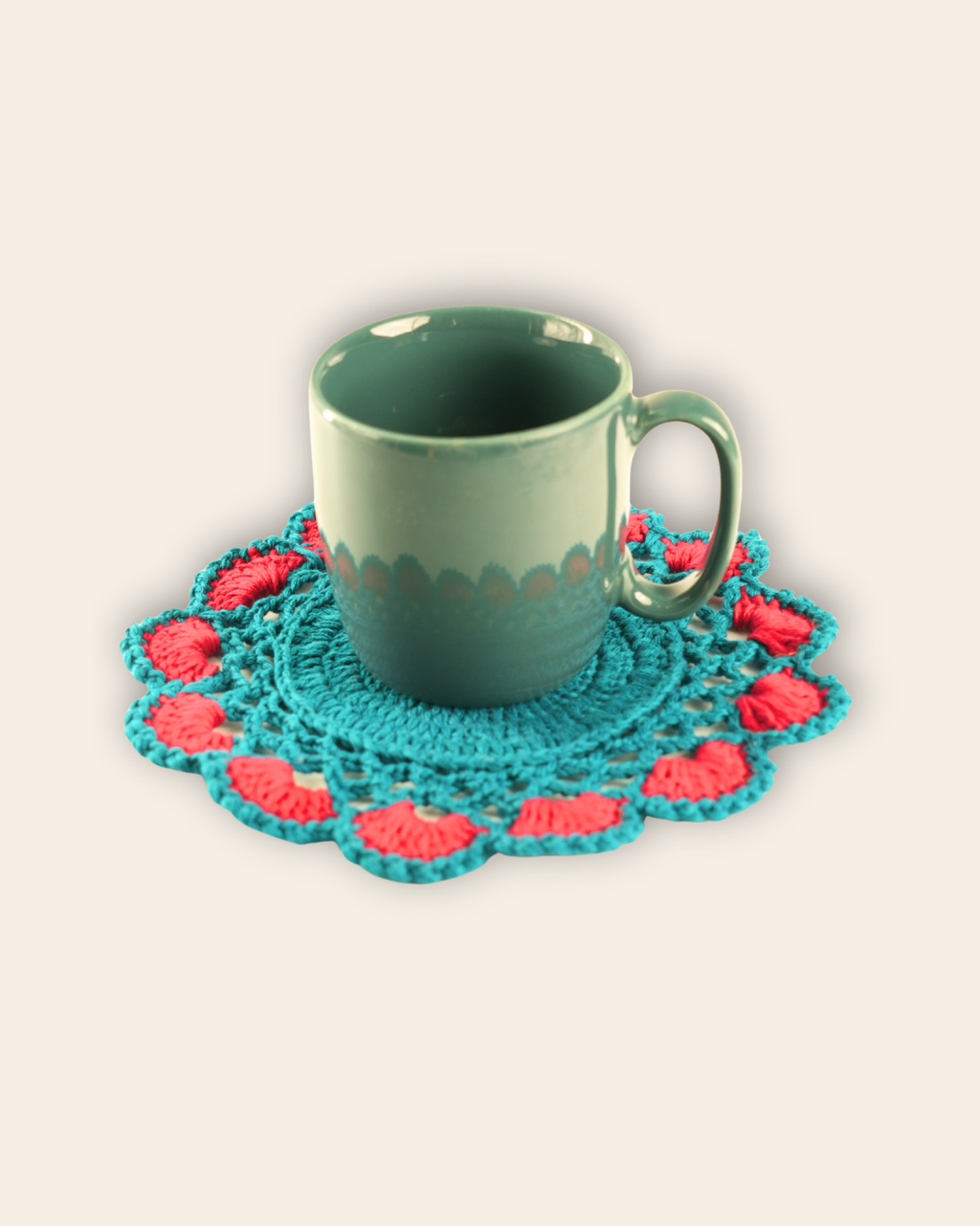 Crochet Trivets 8 inch Red and Blue