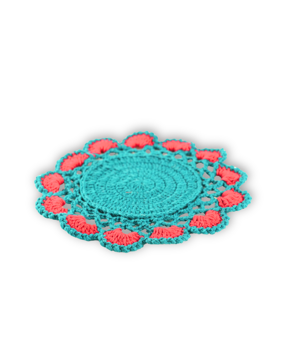 Crochet Trivets 8 inch Red and Blue