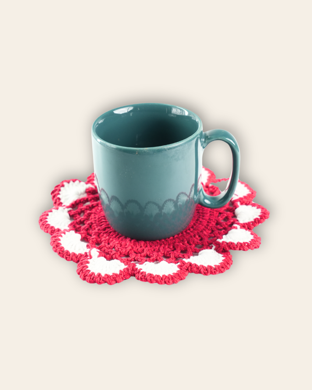 Crochet Trivets 8 Inch Red and White