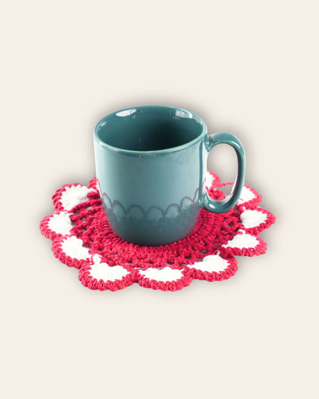 Crochet Trivets 8 Inch Red and White