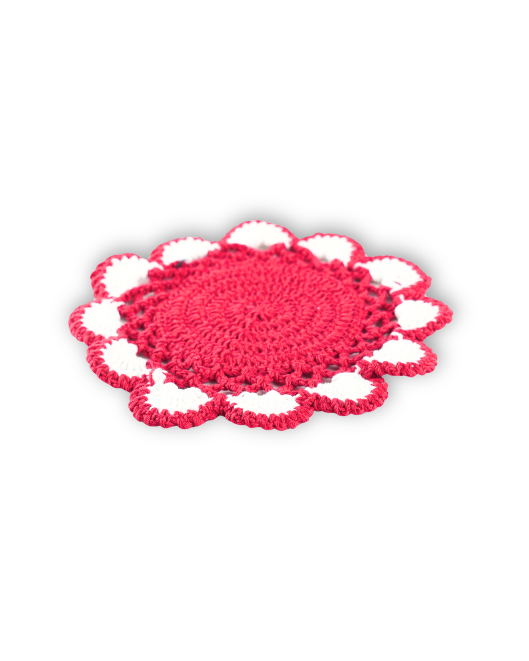Crochet Trivets 8 Inch Red and White