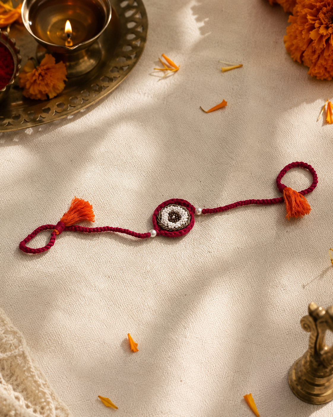 Spiral Pearl Zari Rakhi