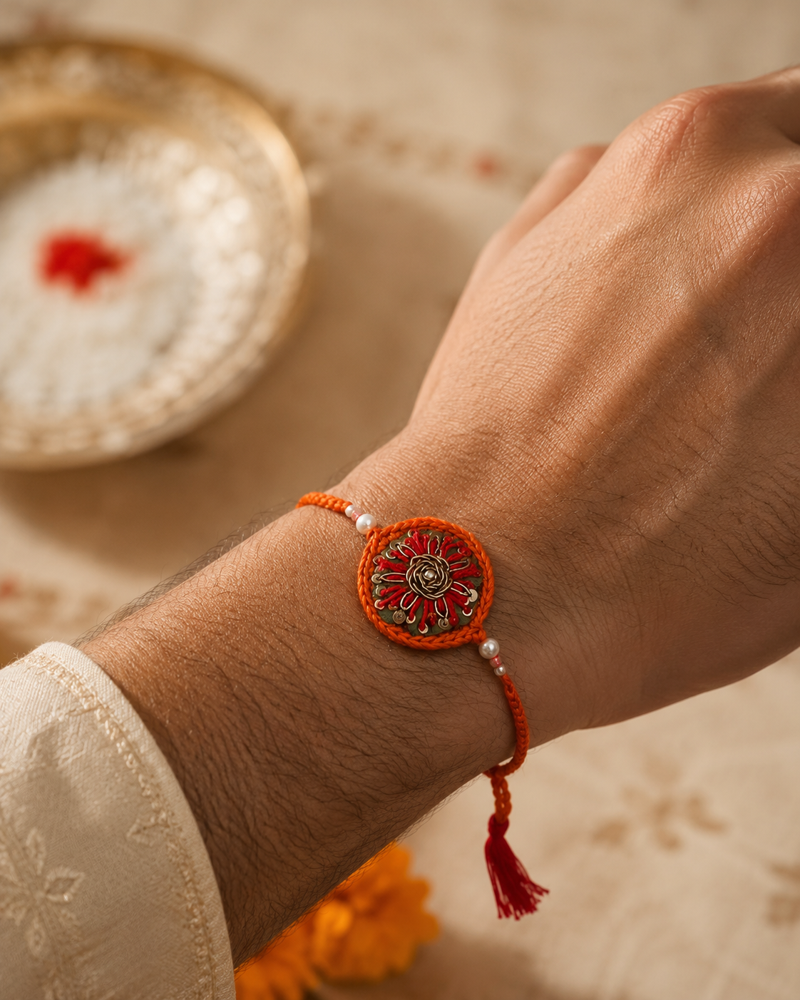 Golden Bloom Rakhi