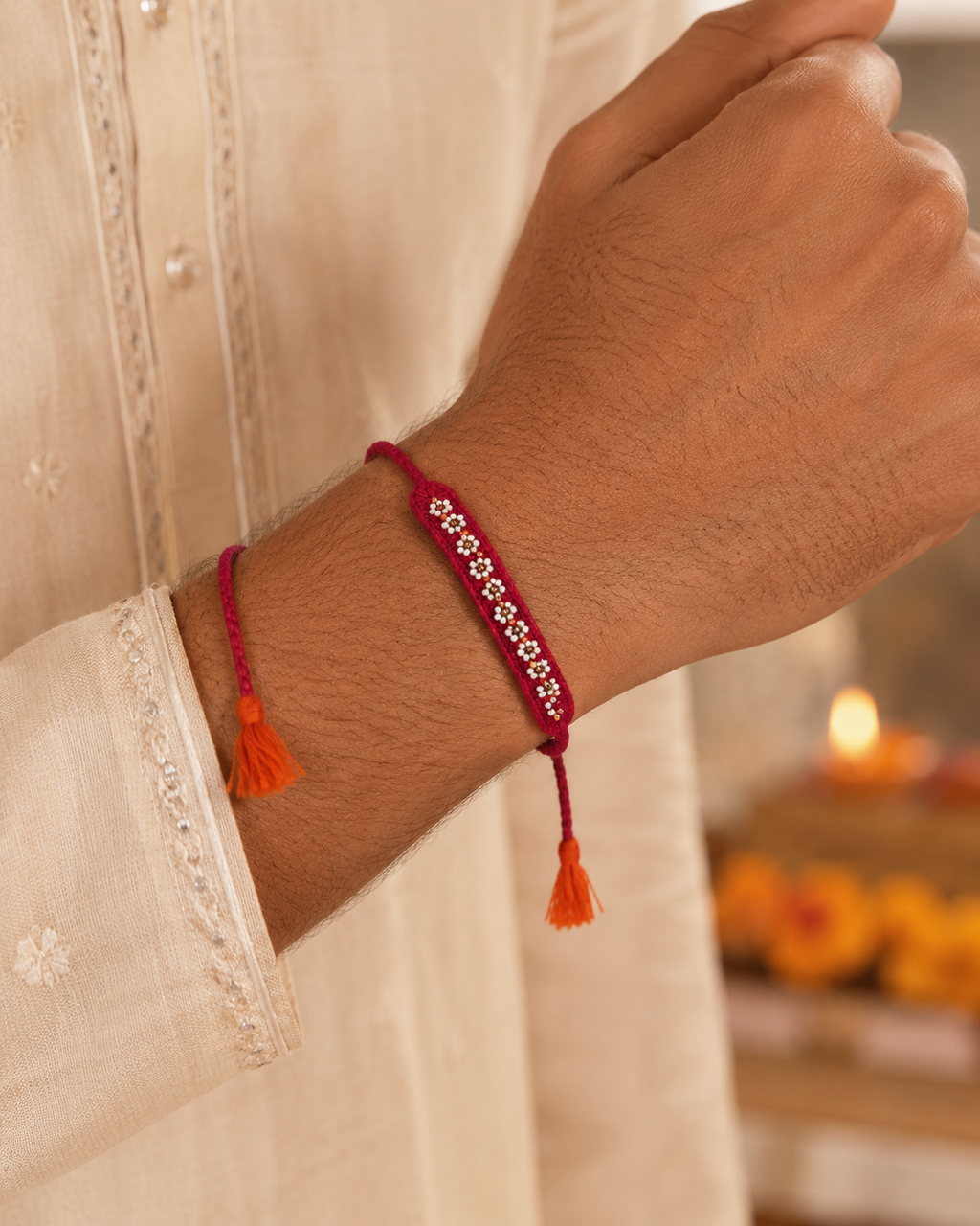 Floral Beads Rakhi