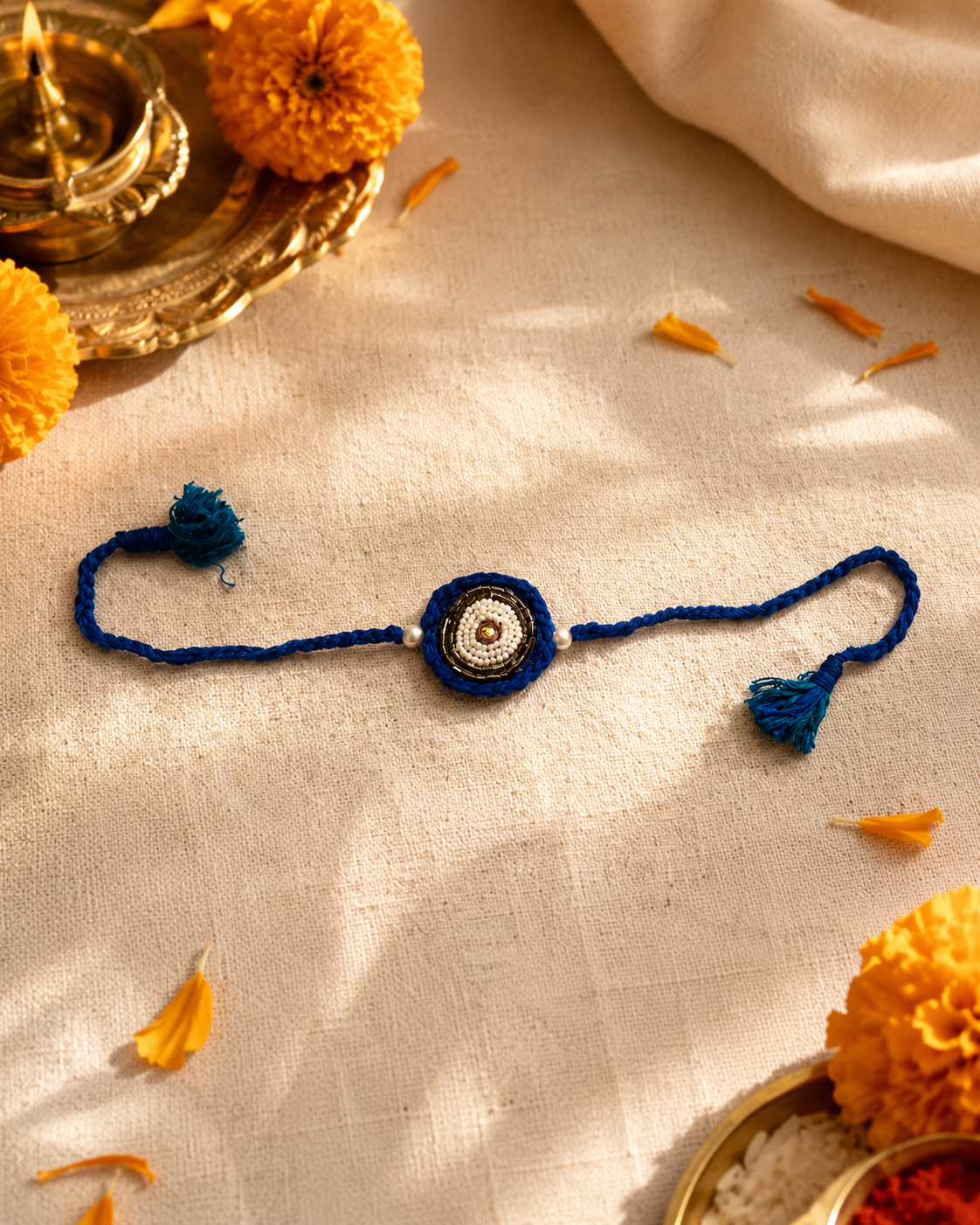Spiral Pearl Zari Rakhi