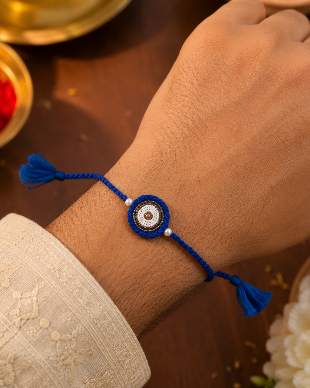 Spiral Pearl Zari Rakhi