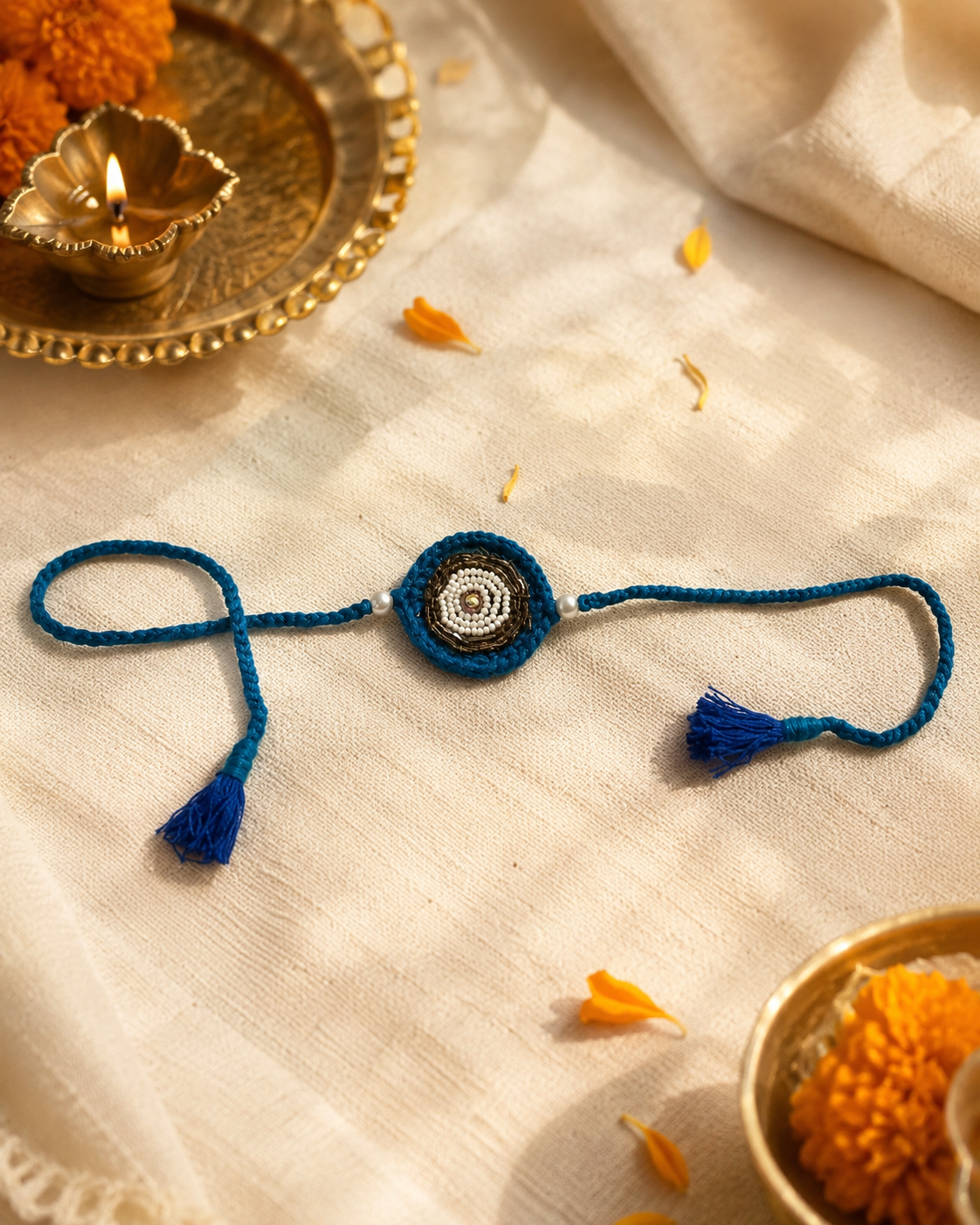 Spiral Pearl Zari Rakhi