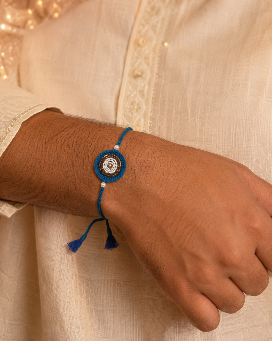 Spiral Pearl Zari Rakhi