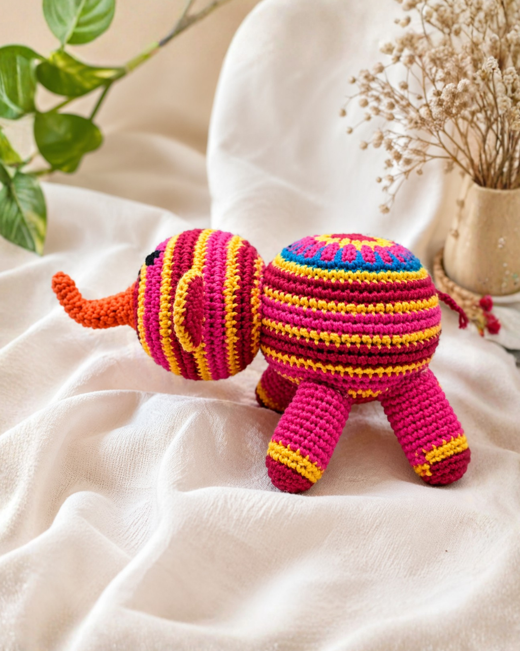 Crochet Striped Elephant