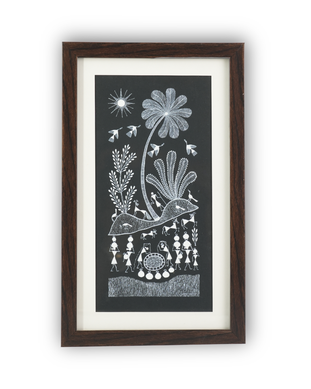 RAAH Warli Painting(6.5"x12") Framed