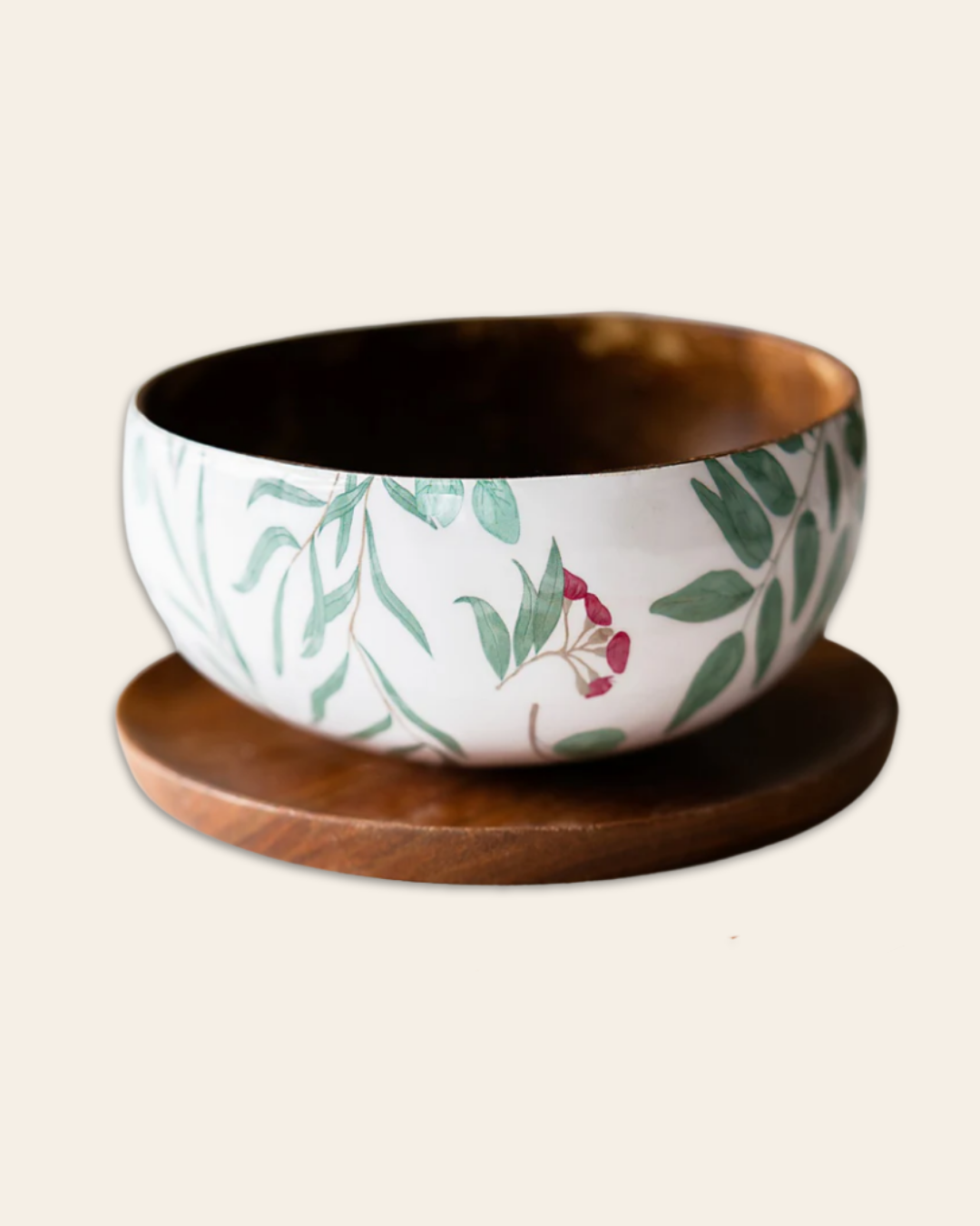 Thenga Coconut Shell Enamel Bowl for Serving Smoothie, Salad, Snack & Decorative Bowl